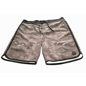 PrAna Mens High Seas Board Shorts Swim Trunks 35 x 9 Brown UPF 50 Tropical Surf